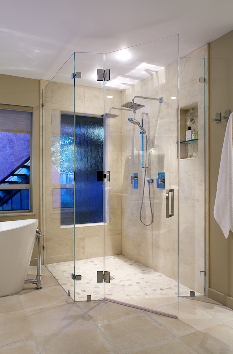 20-Modern Limestone Shower